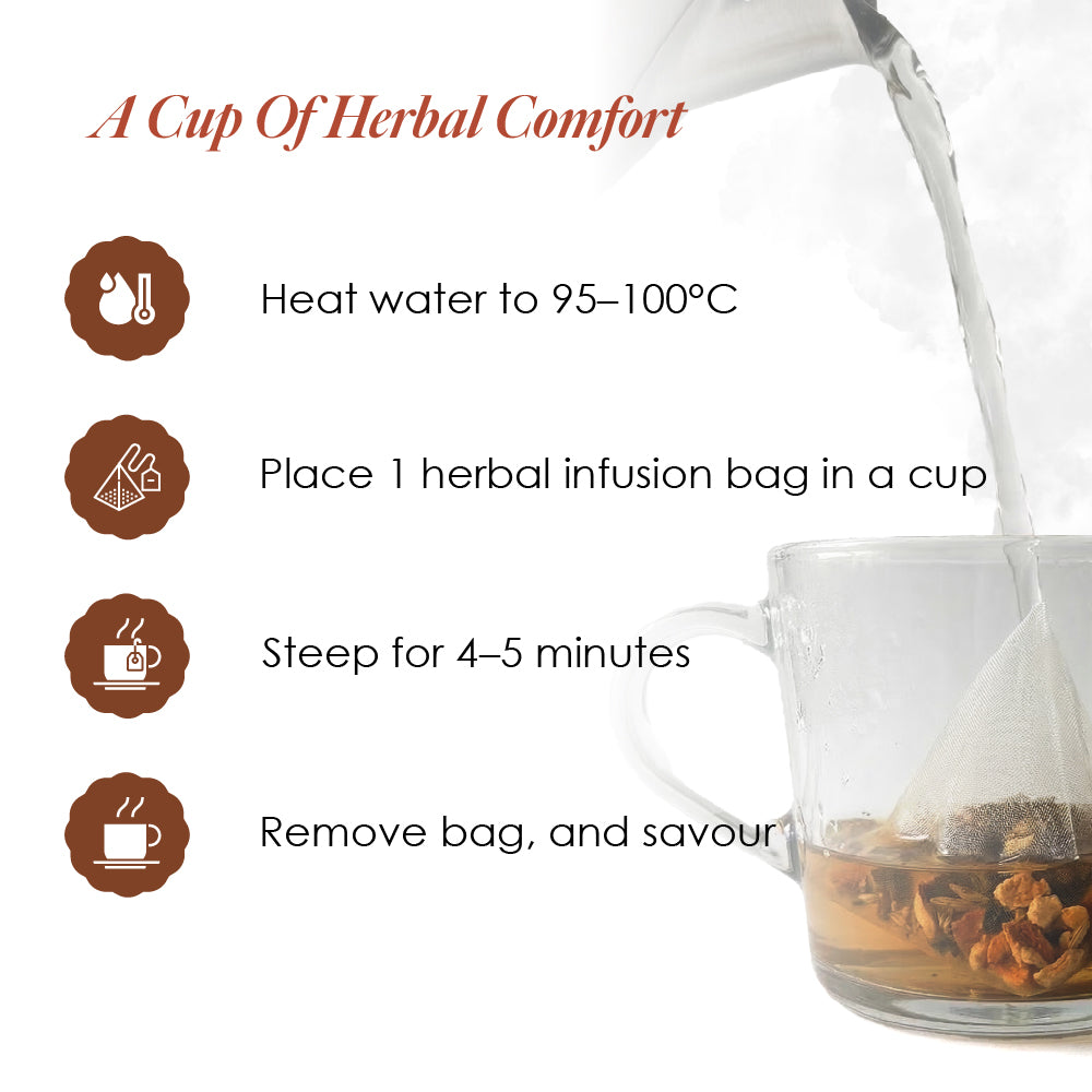 Saffron Cup Cold & Cough Herbal Infusion – 20 Tea Bags (Premium Pyramid Tea bags) - saffroncup