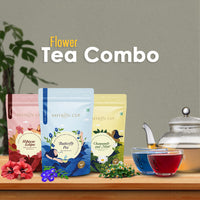 Thumbnail for Saffron Cup Flower Tea Combo – Hibiscus Eclipse + Butterfly Pea + Chamomile Mint