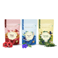 Thumbnail for Saffron Cup Flower Tea Combo – Hibiscus Eclipse + Butterfly Pea + Chamomile Mint