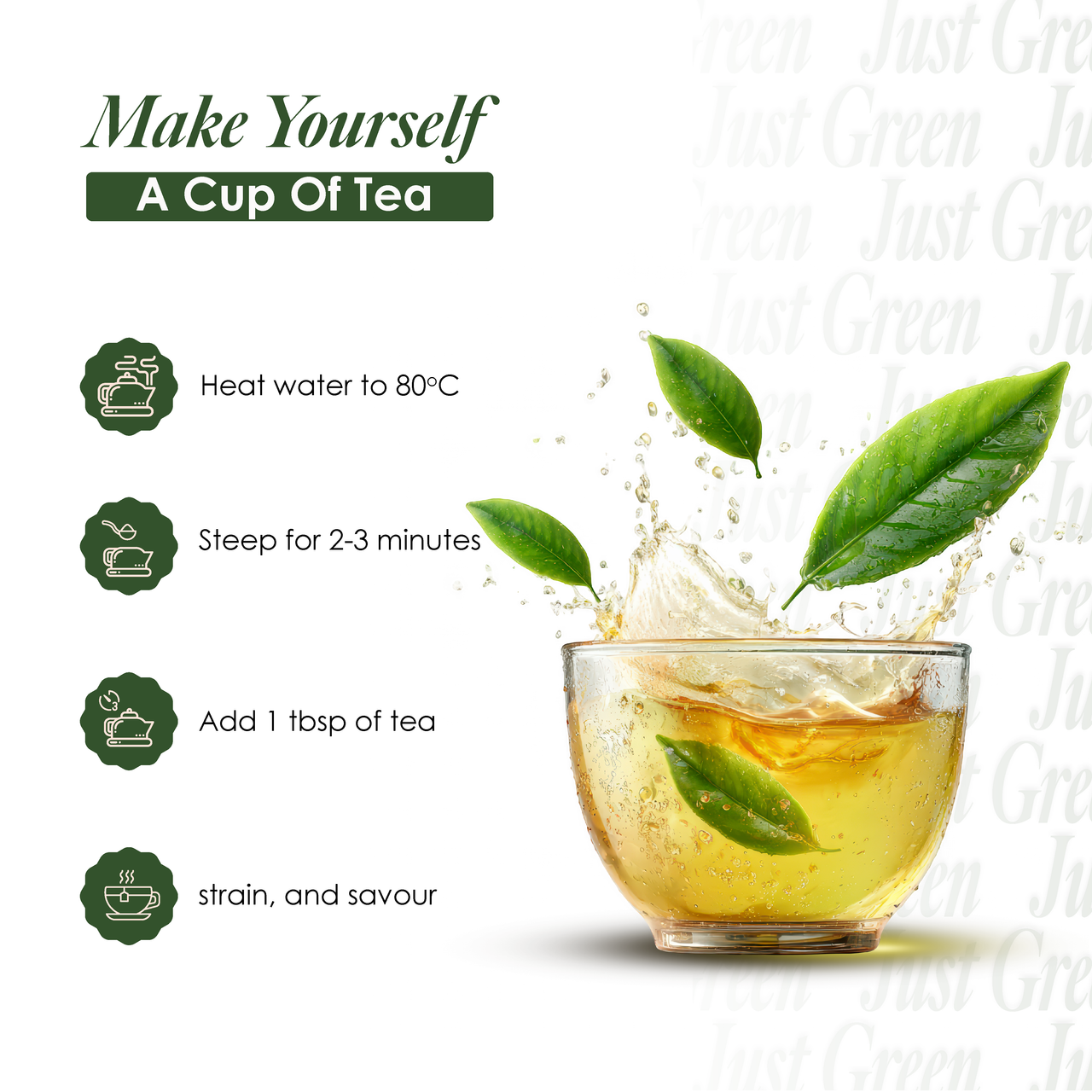 Saffron Cup Just Green – Pure Darjeeling Green Tea – 100g (Airtight Zip-Lock Pouch)