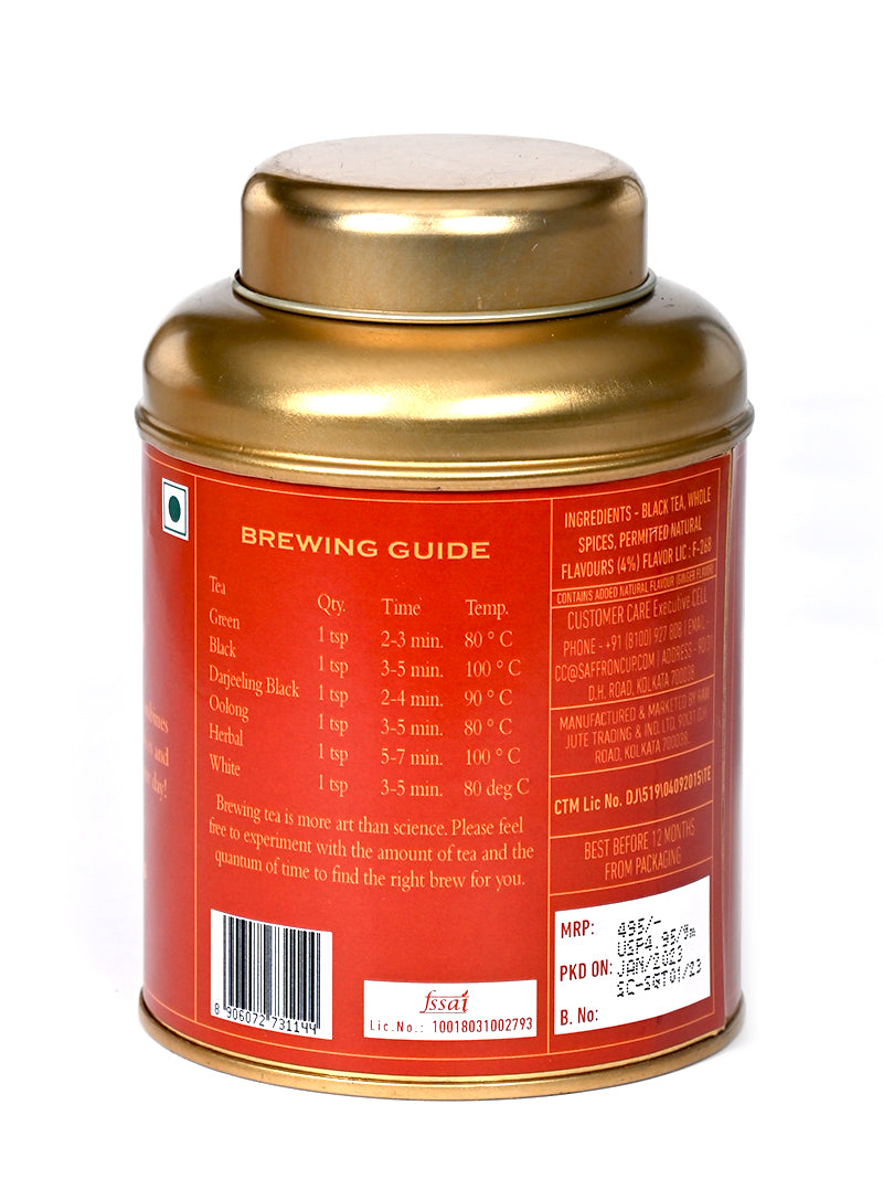 Saffron Cup Bombay Masala Black Tea | Loose Tea 100 gm | 50 Cups | Masala Chai | 100% Natural Teas - saffroncup