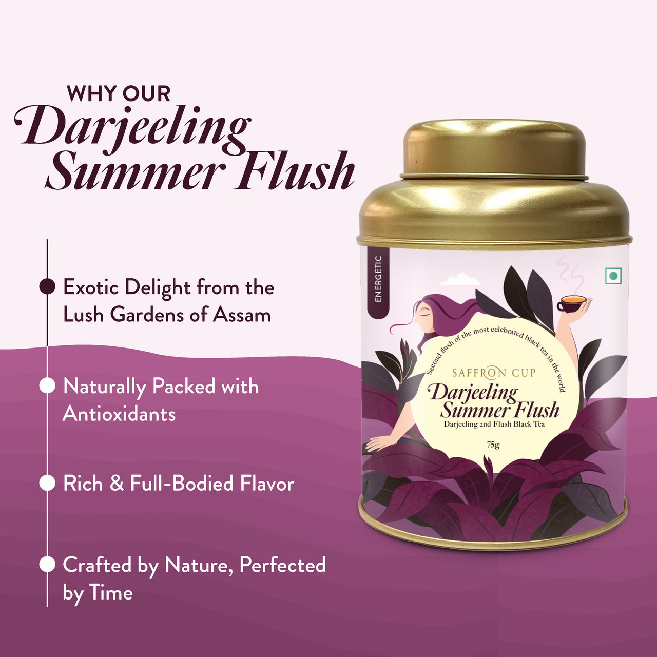 Darjeeling Second Flush Tea - 80g | Second Flush, Antioxidant-Rich - saffroncup