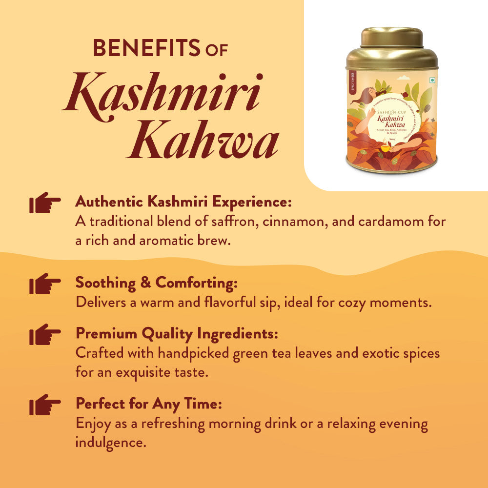 Saffron Cup Kashmiri Kahwa Green Tea – 100g (Double-Lid Tin)