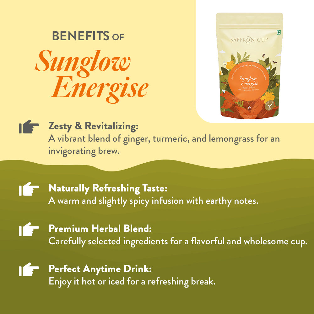 Sunglow Energize Herbal Tea (Ginger, Turmeric) – 100g (Pouch)