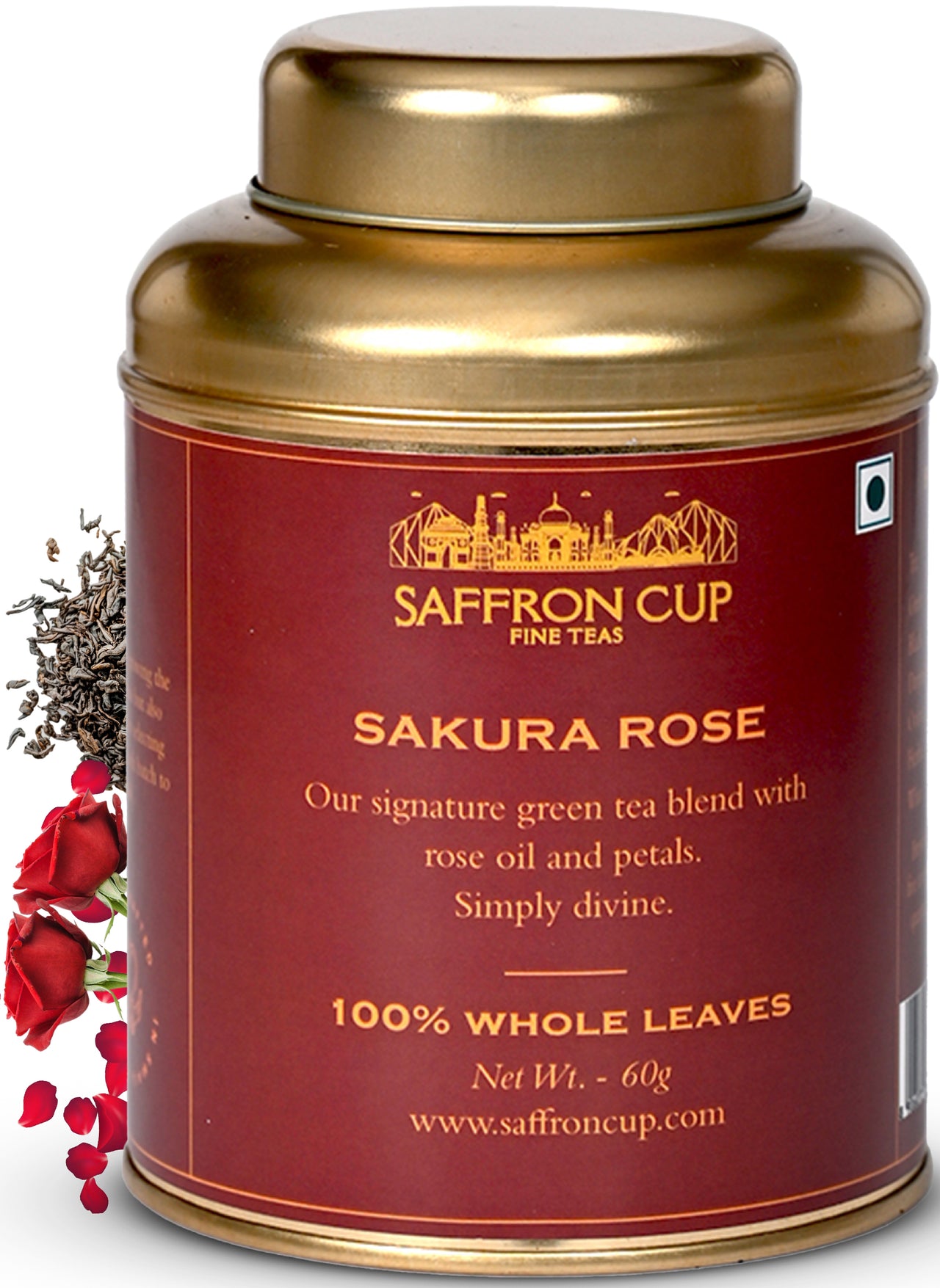 Sakura Rose Green Tea – 60g | Green Tea with Rose Petals - saffroncup