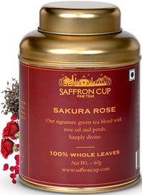Thumbnail for Sakura Rose Green Tea – 60g | Green Tea with Rose Petals - saffroncup