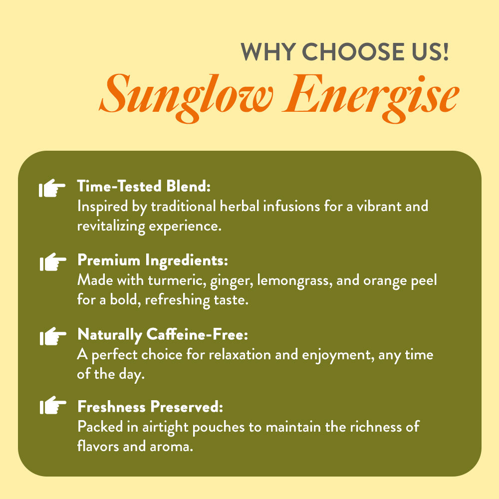 Sunglow Energize Herbal Tea (Ginger, Turmeric) – 100g (Pouch)
